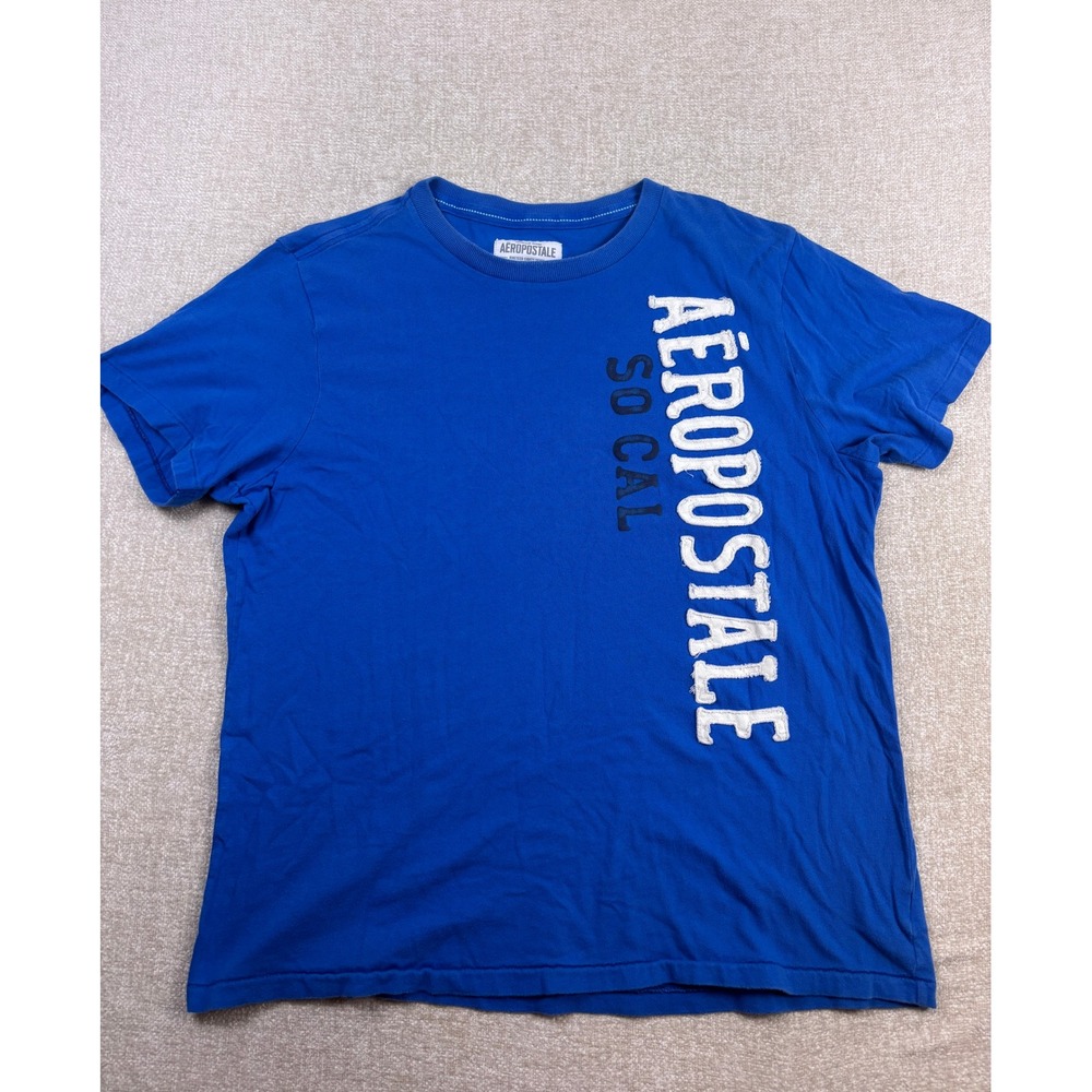 Aeropostale Mens XXL Royal Blue So Cal Graphic Logo Short Sleeve T-Shirt